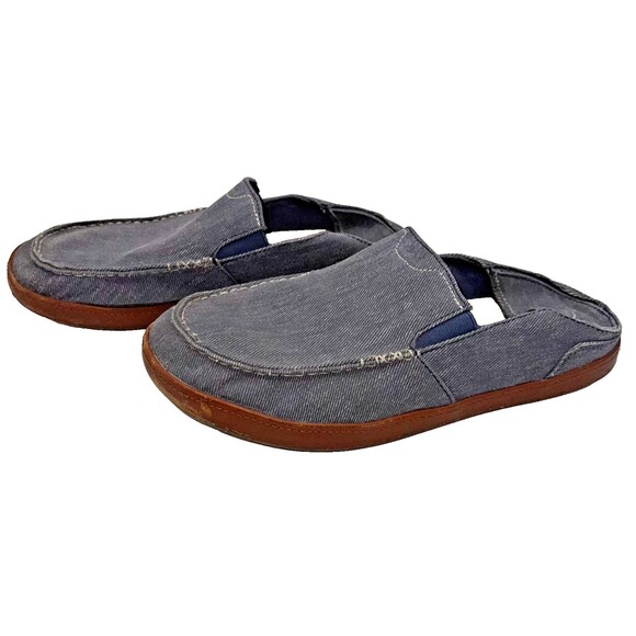 OLUKAI Puhalu Canvas Vintage Indigo Tan Size 10.5 - Picture 1 of 7